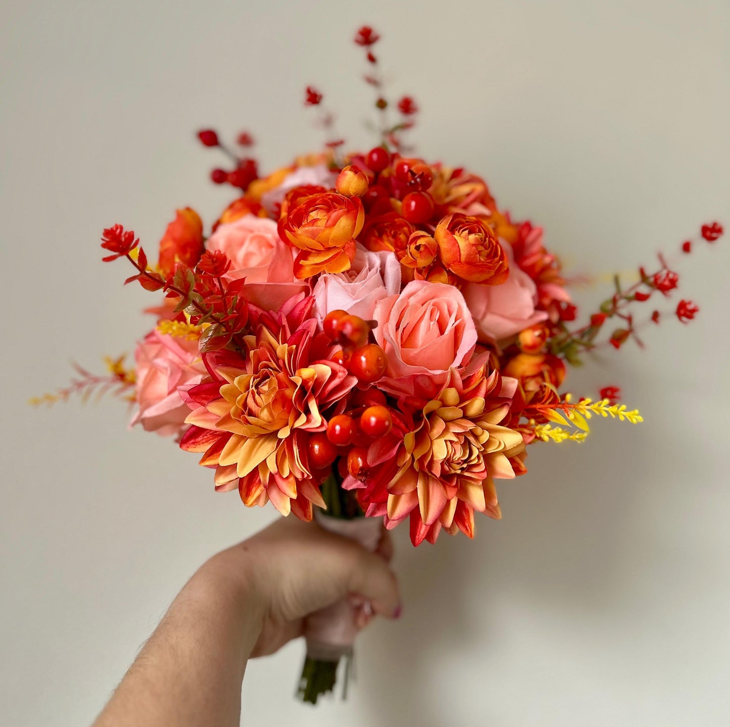 Autumnal home decor, bespoke faux floral arrangement