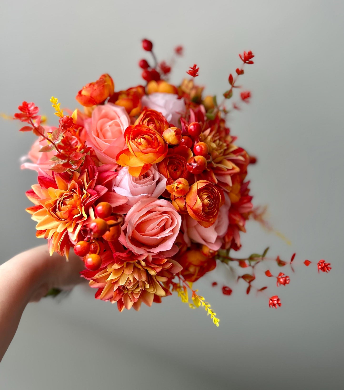 Autumnal home decor, bespoke faux floral arrangement