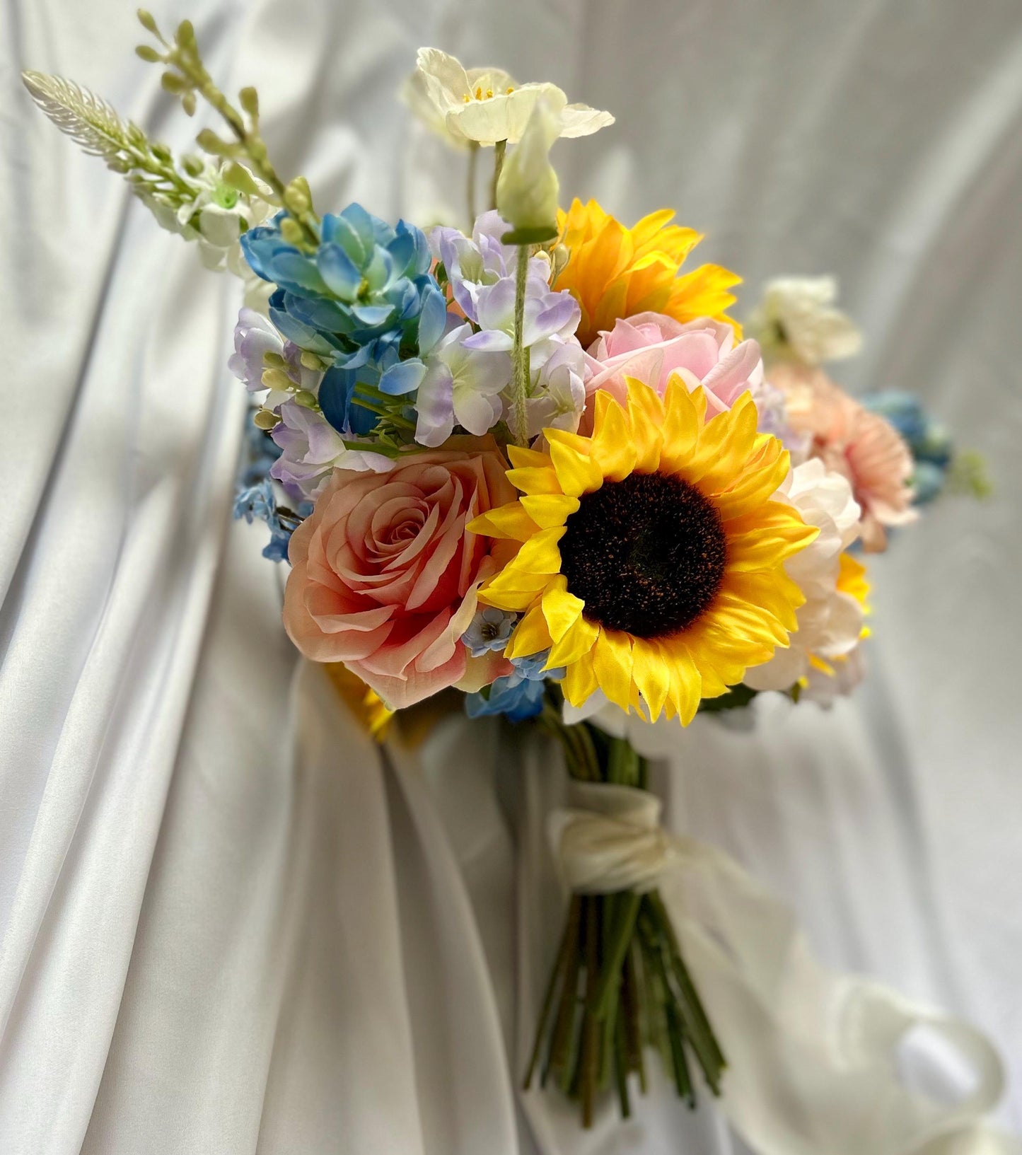 Bespoke Handcrafted Sunflower & Rose Artificial Bridal Bouquet