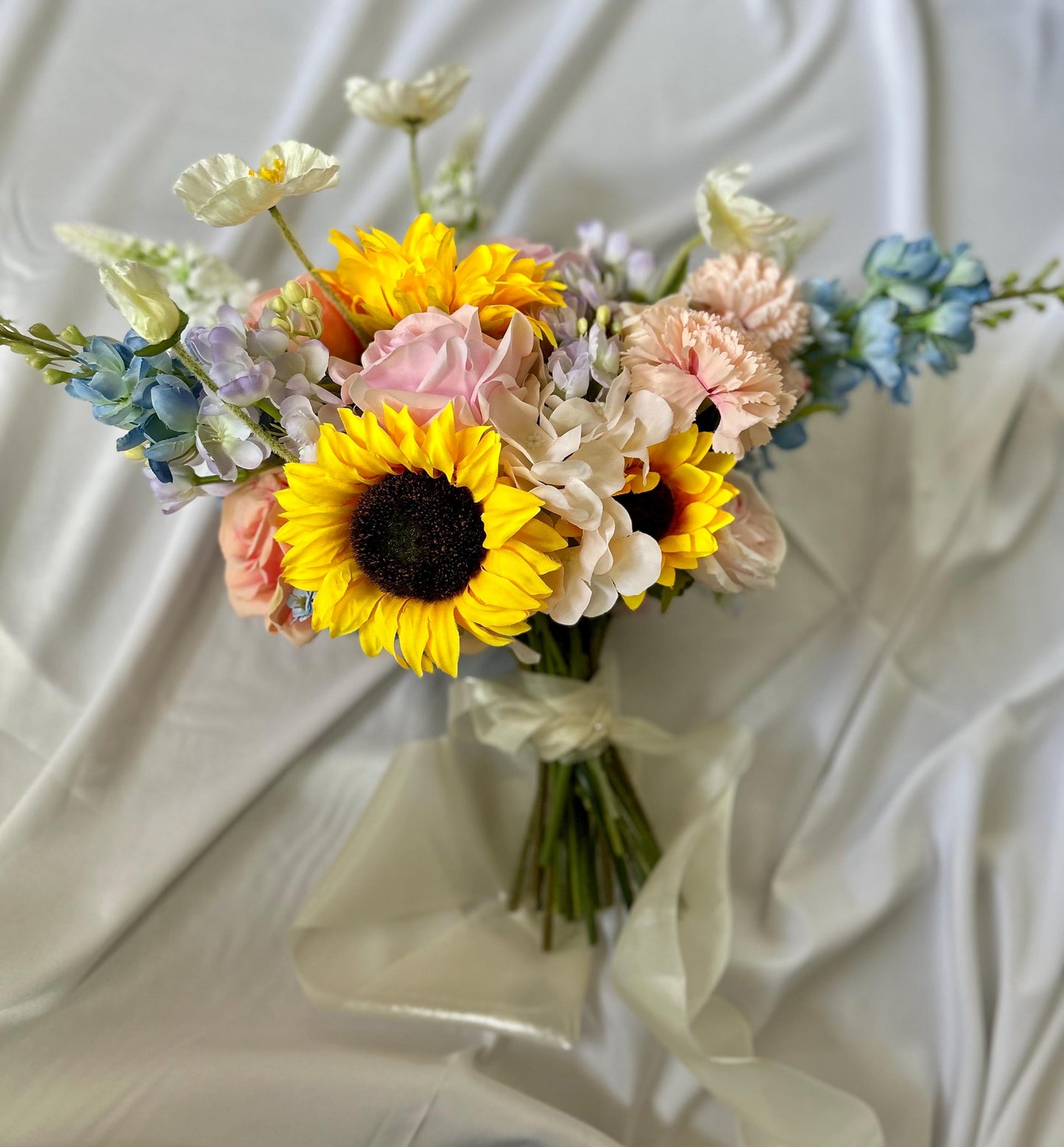 Bespoke Handcrafted Sunflower & Rose Artificial Bridal Bouquet