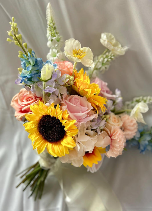 Bespoke Handcrafted Sunflower & Rose Artificial Bridal Bouquet