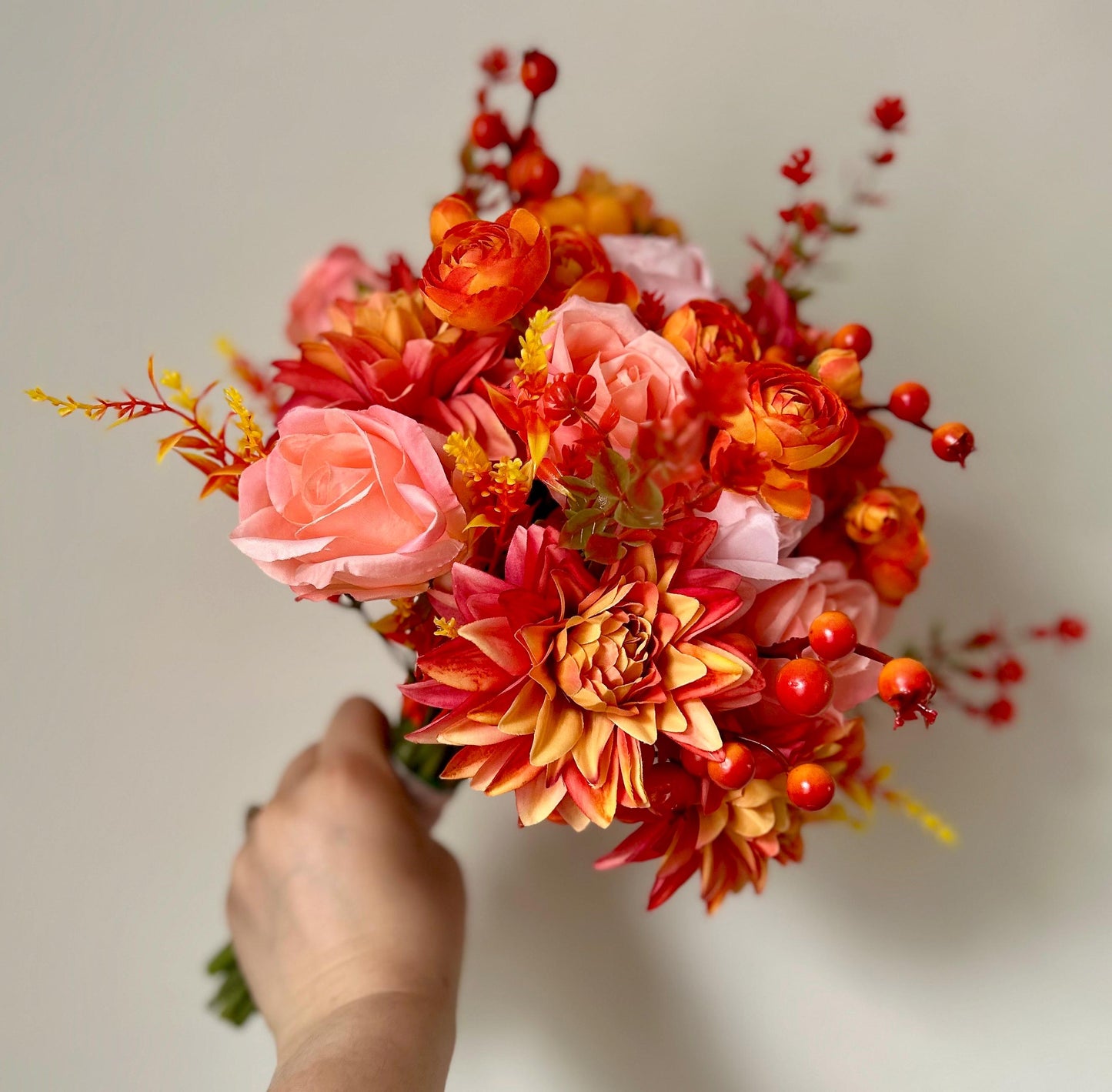 Autumnal home decor, bespoke faux floral arrangement