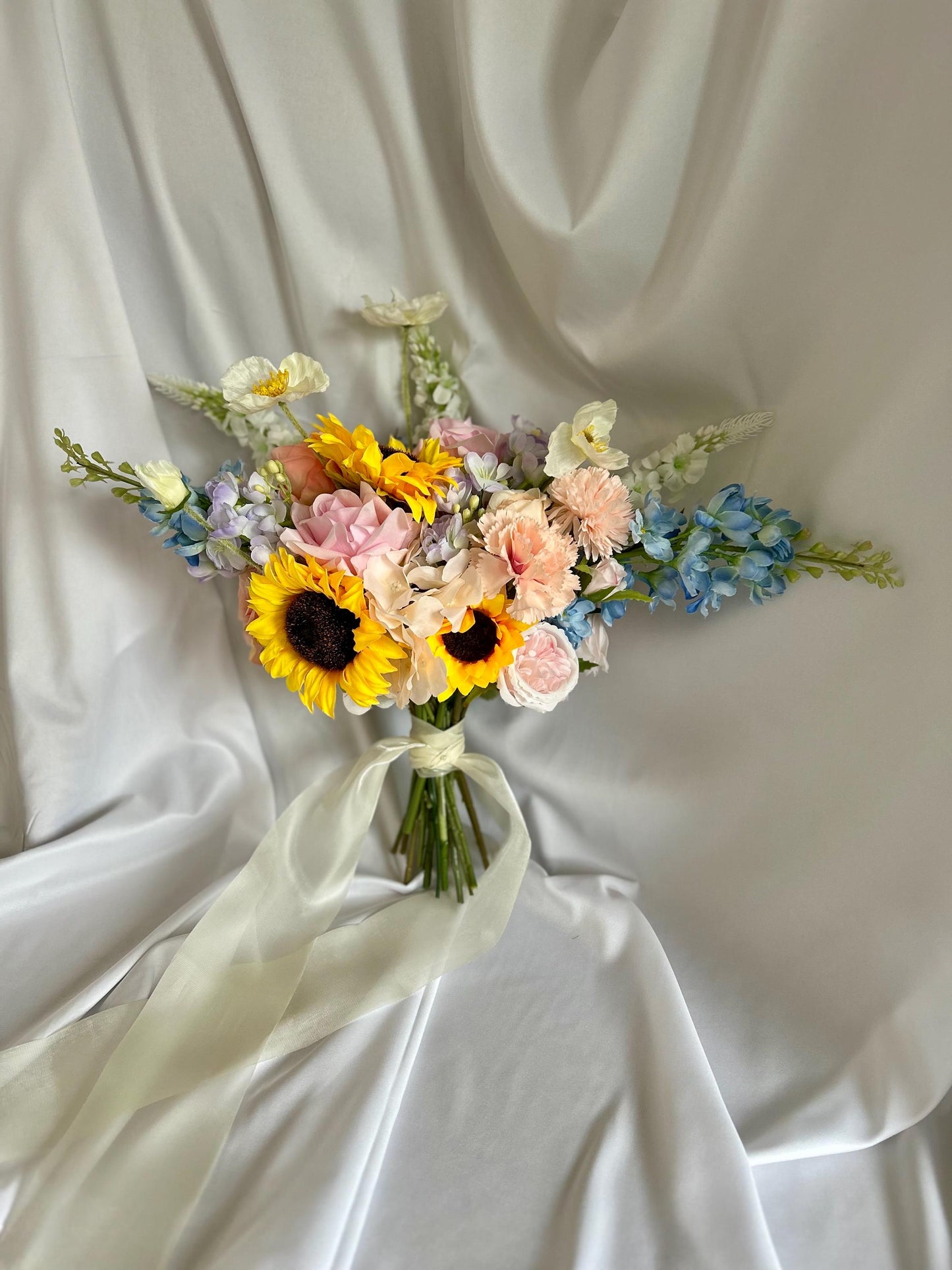 Bespoke Handcrafted Sunflower & Rose Artificial Bridal Bouquet
