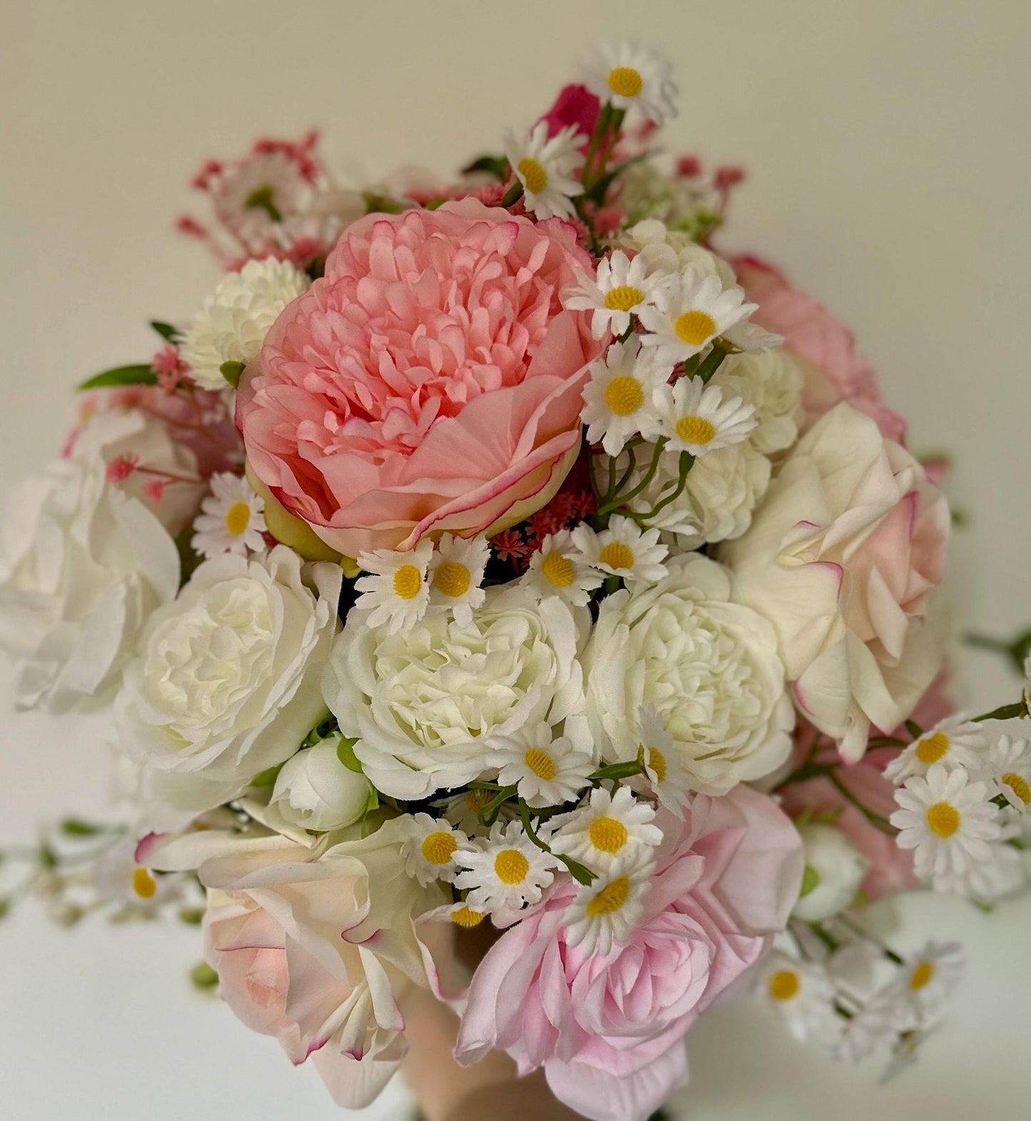 Bespoke handcrafted Soft Pink & White Garden Artificial Bridal Bouquet