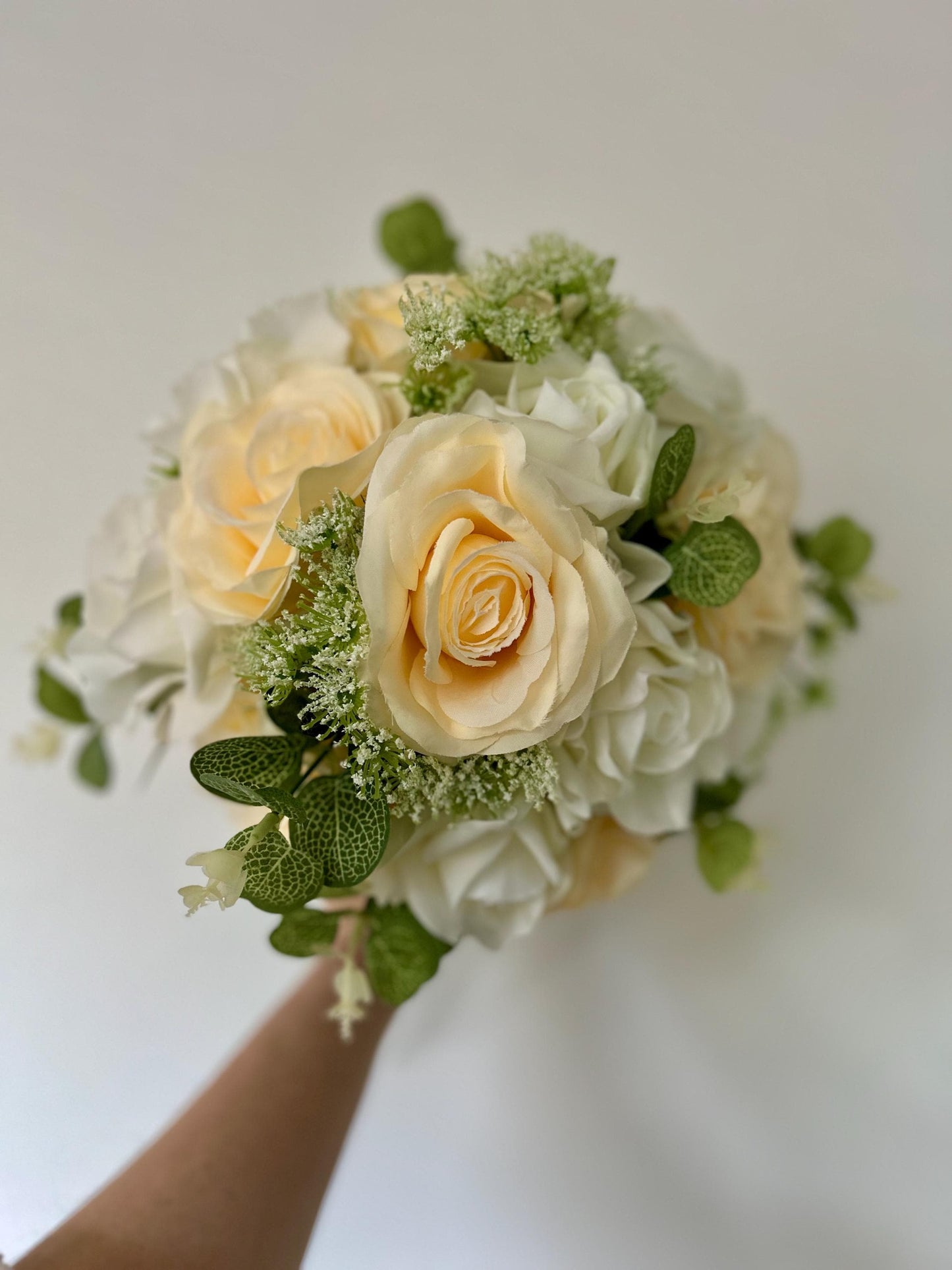 Bespoke Handcrafted Soft Yellow Elegance Artificial Bridal Bouquet
